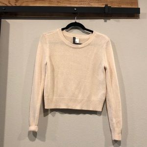 Cropped crew neck sweater